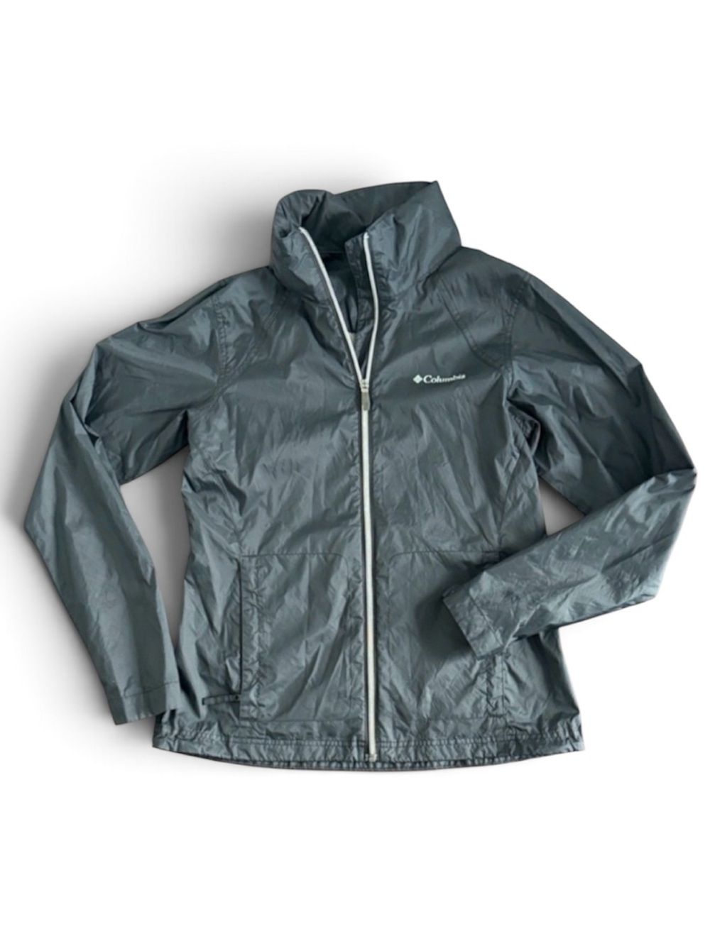 COLUMBIA WOMENS SWITCHBACK WINDBREAKER RAIN JACKET HOOD BLACK LIGHTWEIGHT Size S